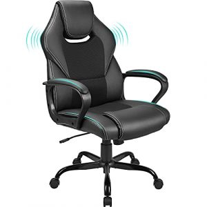 BASETBL Office Desk Chair Racing Style Home Ergonomic Executive Swivel Gaming Computer Chair Lumbar Support High Back PU Leather Adjustable Height Comfortable Chair Black 0