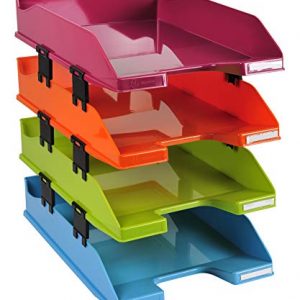 Exacompta Letter Trays Combo Midi Set of 4 Assorted Colours 0