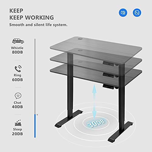 KAIMENG Standing Desk Electric Height Adjustable Desk with 110 x 60 cm Desktop Home Office Desk with Single Motor Computer Table Stand Up T Shaped Gray 0 1