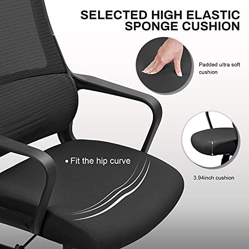 MELOKEA Ergonomic Office Chair Executive Manager Desk Chairs with Adjustable Headrest and Height Breathable Padded Seat with Armrest Lumbar Support Swivel Mesh Chair for Home Office Work 0 1
