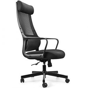 MELOKEA Ergonomic Office Chair Executive Manager Desk Chairs with Adjustable Headrest and Height Breathable Padded Seat with Armrest Lumbar Support Swivel Mesh Chair for Home Office Work 0