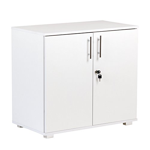 MMT Furniture Designs White Office Storage Cupboard Desk Height 2 Door Bookcase with Lock 73cm Tall Desktop Extension Height 0
