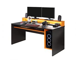 RestRelax Avatar Gaming Desk UKs 1 Gaming Desk With LED Lights 160CM x 94CM x 70CM Computer Desk Workstation For Large PC Gaming Desk Or Home Office Desk Perfect Black Desk With Orange Tint 0