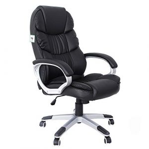 SONGMICS Office Executive Swivel Chair with 76 cm High Back Large Seat and Tilt Function Computer Chair PU Black OBG24BUK 0