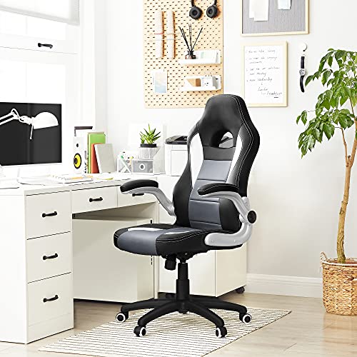 SONGMICS Racing Office Chair with 79 cm High Back Adjustable Armrest and Tilt Function Swivel Desk Computer Chair PUBlack Grey OBG28GUK 0 0