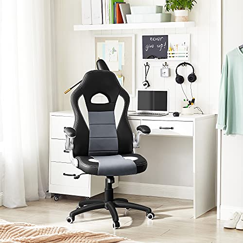 SONGMICS Racing Office Chair with 79 cm High Back Adjustable Armrest and Tilt Function Swivel Desk Computer Chair PUBlack Grey OBG28GUK 0 1