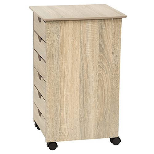 TecTake Under desk pedestal container on castors with 6 drawers Oak No 401788 0 0