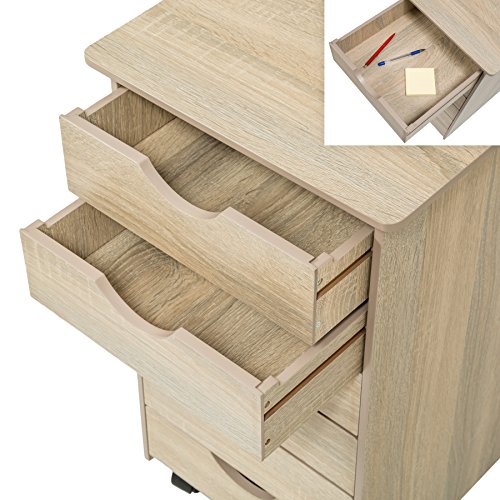 TecTake Under desk pedestal container on castors with 6 drawers Oak No 401788 0 1