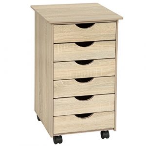 TecTake Under desk pedestal container on castors with 6 drawers Oak No 401788 0