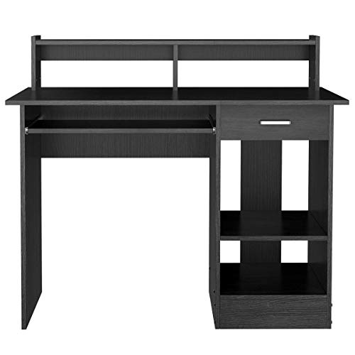 Yaheetech Black Computer Desk with Drawers Storage Shelf Keyboard Tray Home Office Laptop Desktop Table for Small Spaces 0 1