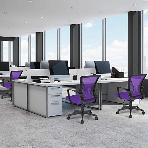 Yaheetech Purple Office Chair Executive Computer Chair Adjustable Desk Chair Study Chair with Comfortable Armrest and Thick Padded Seat for Home Work 0 0