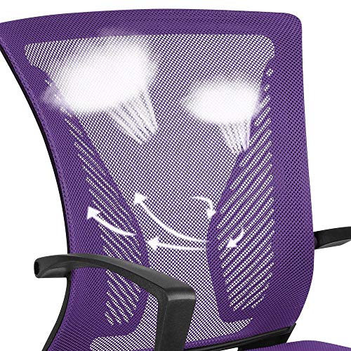 Yaheetech Purple Office Chair Executive Computer Chair Adjustable Desk Chair Study Chair with Comfortable Armrest and Thick Padded Seat for Home Work 0 1