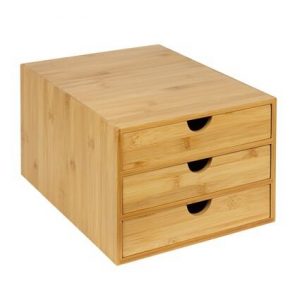 woodluv 3 Drawer Bamboo Home Office Desktop Tidy A4 Sturdy Stationary Storage Organiser Unit W25 X D33 X H185cm 0