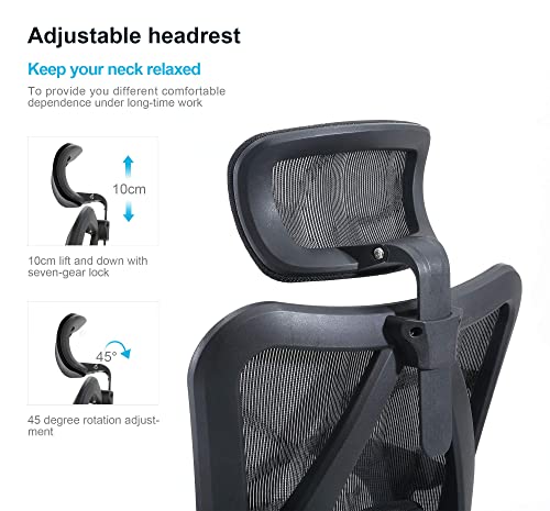 SIHOO Ergonomic Office Chair Mesh Desk Chair with Adjustable Lumbar Support 3D Armrests Breathable High Back Computer Chair Black 0 1