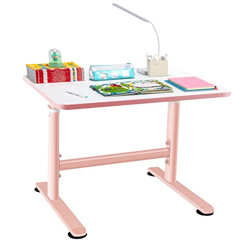 COSTWAY Kids Desk Height Adjustable Children Study Table with Hand Crank System and Ample Tabletop Ergonomic Student Desks for 3 10 Years Old Boys Girls 0