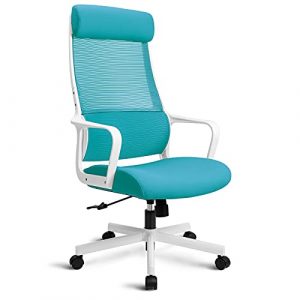 MELOKEA Ergonomic Office Chair Swivel Mesh Chair High Back Desk Chair with Elastic S shaped Lumbar Support Adjustable Height and Headrest Executive Computer Chair for Home and Work Blue 0