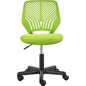 Yaheetech Office Desk Chair Adjustable Computer Chair Armless Swivel Chair with Rolling Wheels and Lumbar Support for Home Office Study and Work Green 0
