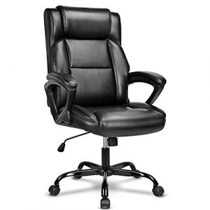 BASETBL Executive Office Chair High Back Ergonomic Chairs with Padded Cushion Heavy Duty PU Leather Chairs with Height Adjustable and Soft Armrest Reinforced Comfortable Desk Chair for Office Home 0