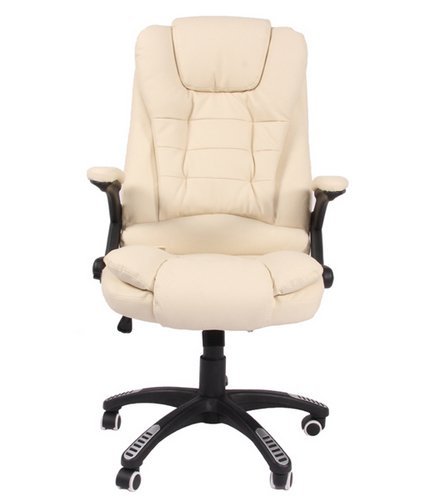 Bramley Power Leather high back reclining officedesk chair with massage and heat Cream 0 1