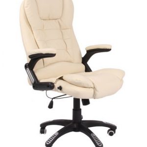 Bramley Power Leather high back reclining officedesk chair with massage and heat Cream 0