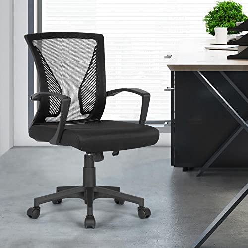 Yaheetech Adjustable Office Chair Ergonomic Mesh Swivel Computer Comfy Desk Executive Work Chair with Arms and Height Adjustable for Students Study Black 0 0