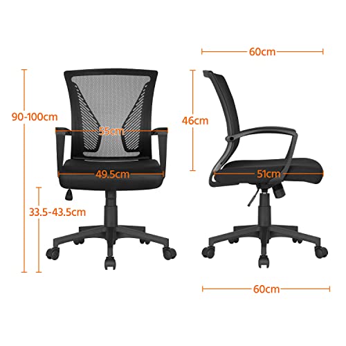 Yaheetech Adjustable Office Chair Ergonomic Mesh Swivel Computer Comfy Desk Executive Work Chair with Arms and Height Adjustable for Students Study Black 0 1