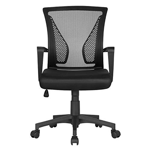 Yaheetech Adjustable Office Chair Ergonomic Mesh Swivel Computer Comfy Desk Executive Work Chair with Arms and Height Adjustable for Students Study Black 0